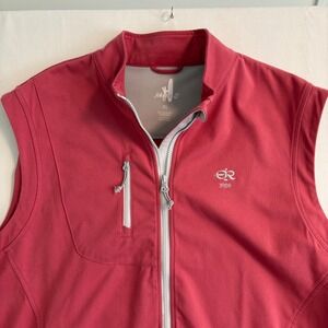 Johnnie O Knockdown Vest XL Coral Pink Sleeveless Full Zip Embroidered Logo